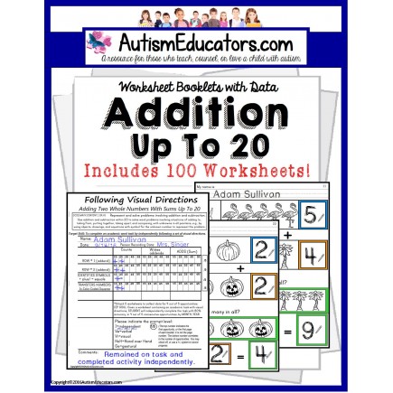 Addition With Sums Up To 20 For Visual Learners AUTISM